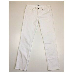 PAIGE Optic White Skyline Skinny Peg 5 Pocket Logo Hardware Jeans